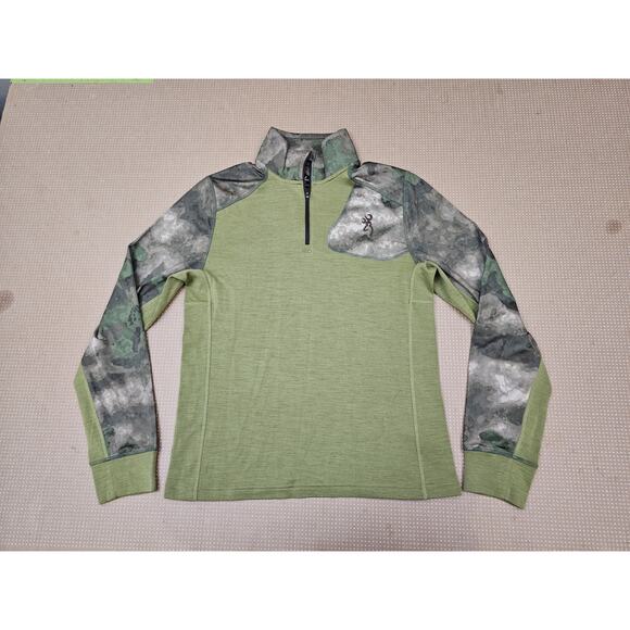 Browning Sweater Pullover Mens Large Camo Wool Blend Speed Thumbholes Hunting - Picture 4 of 9